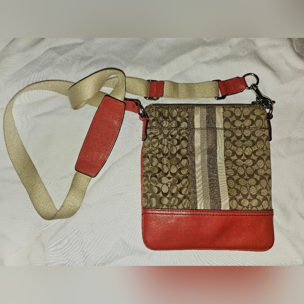 Coach Y2K Signature C Logo Crossbody Bag Orange And Tan